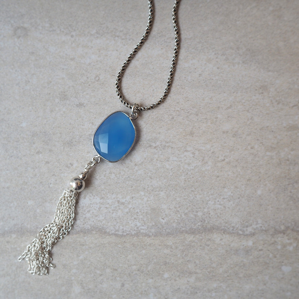 Sea of Blue Chalcedony Long Necklace – Wallis Designs