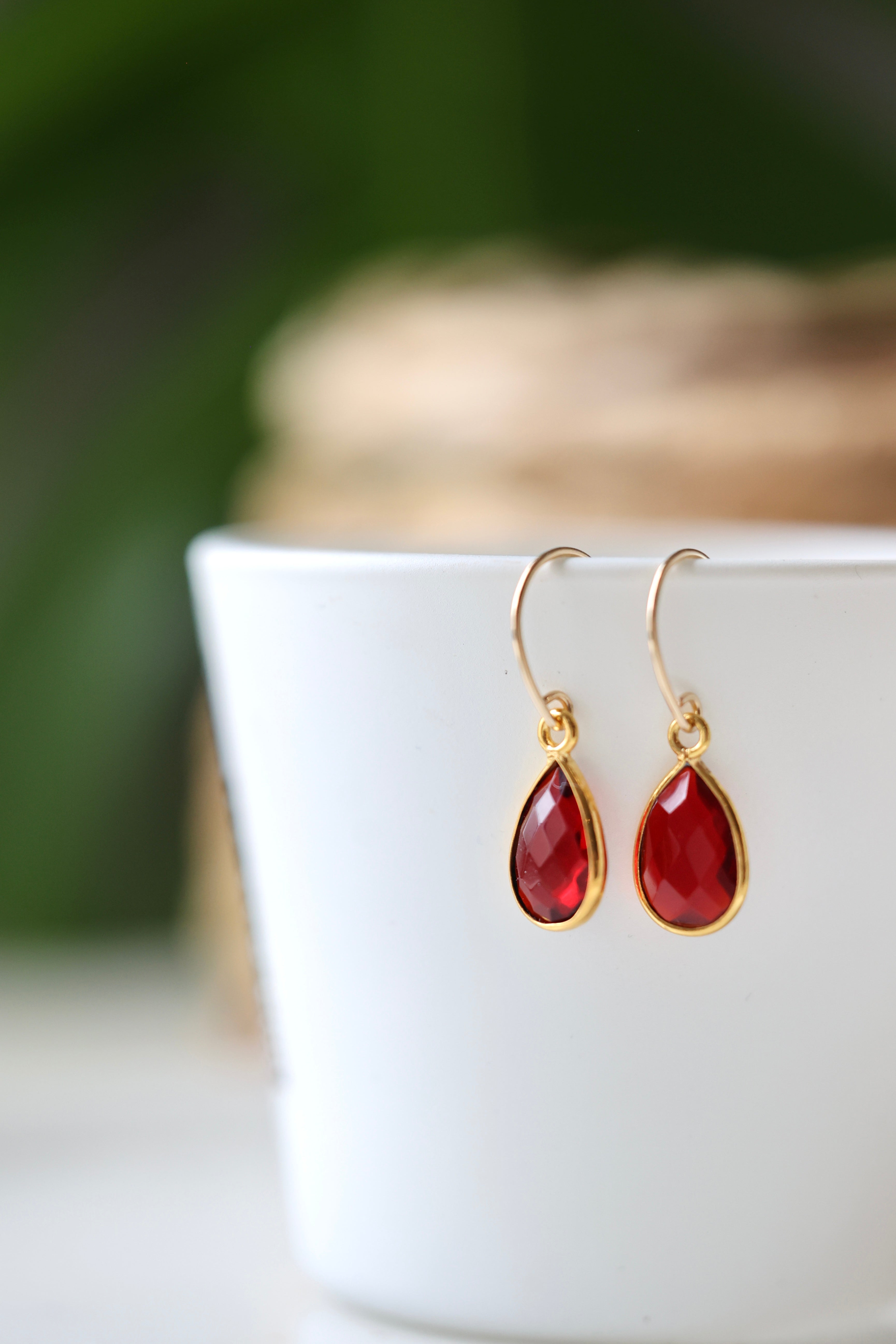 Garnet deals teardrop earrings