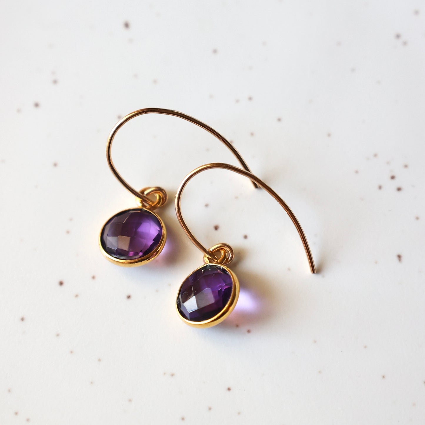 Amethyst Round Gold Earrings