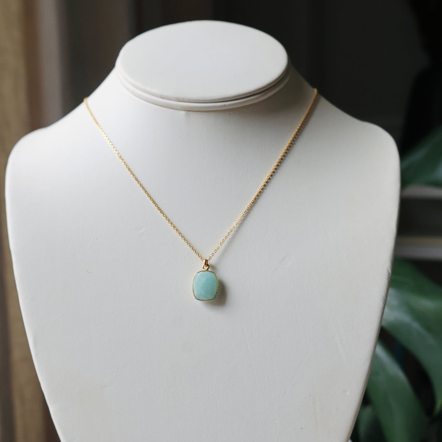 Amazonite pendant with Vermeil chain