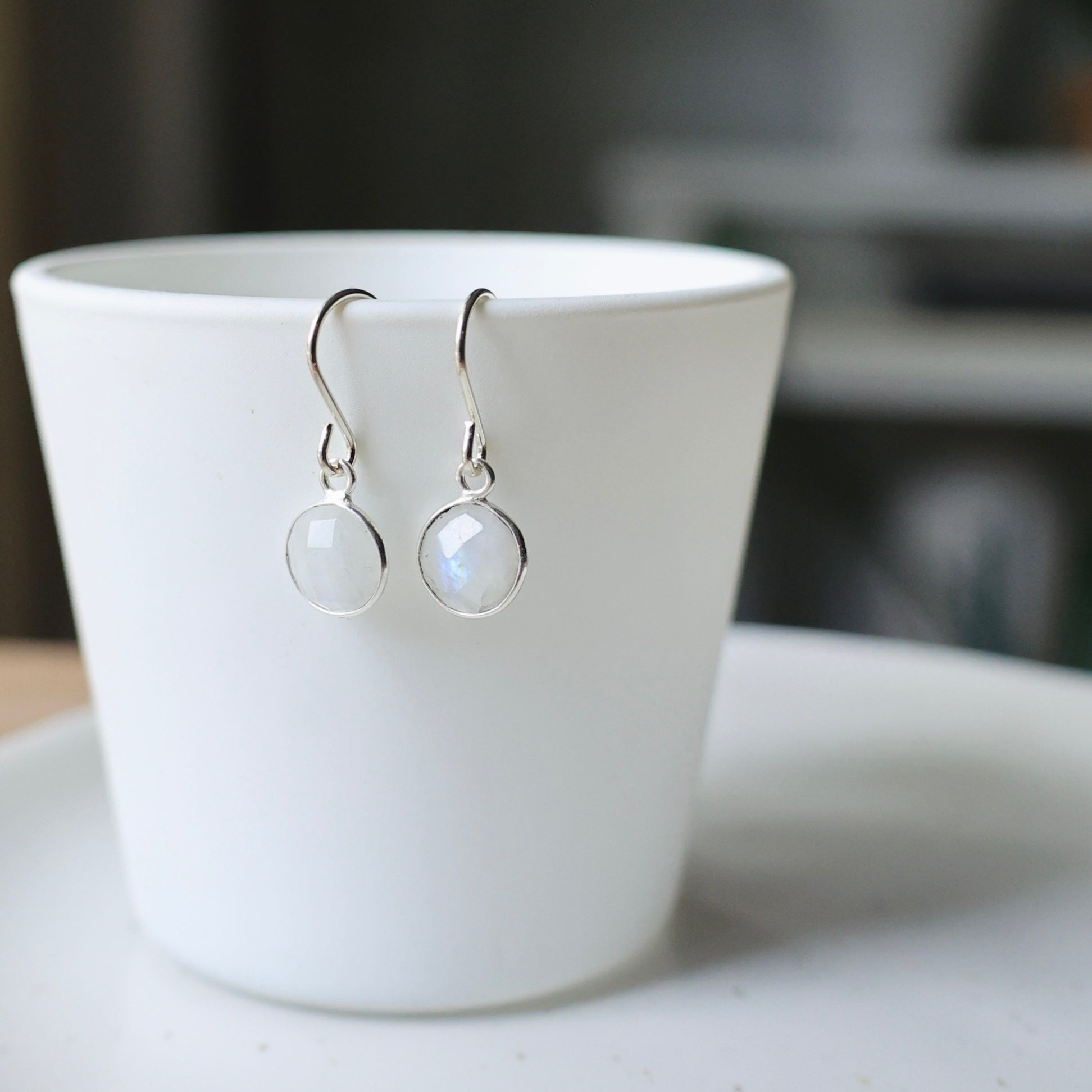 Rainbow Moonstone Round Earrings Wallis Designs