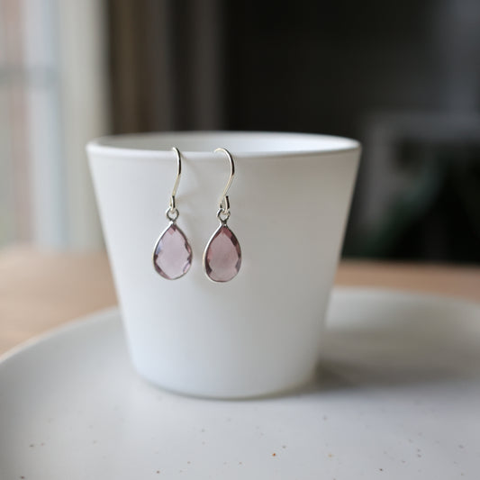 Morganite Teardrop Silver Earrings