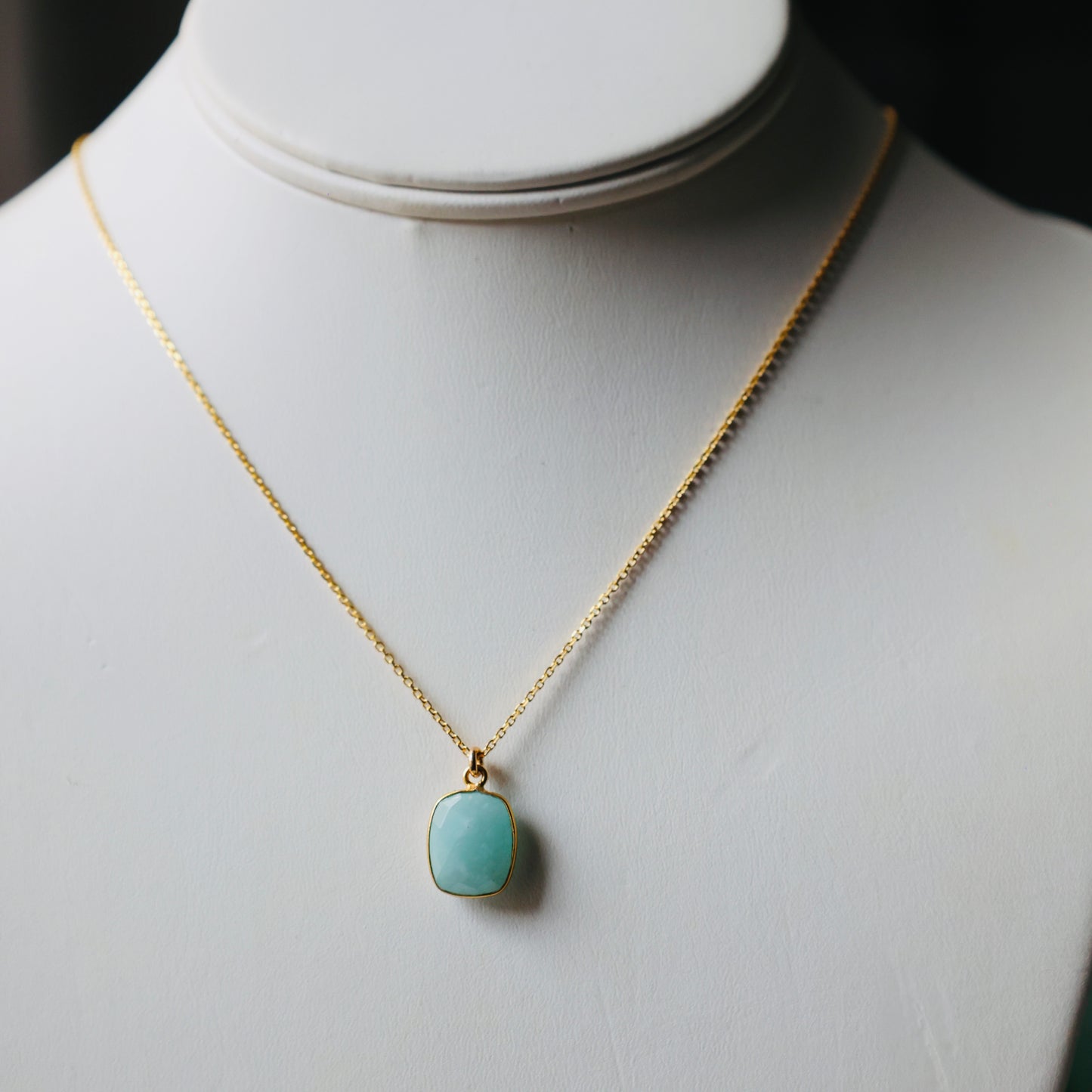 Amazonite pendant with Vermeil chain